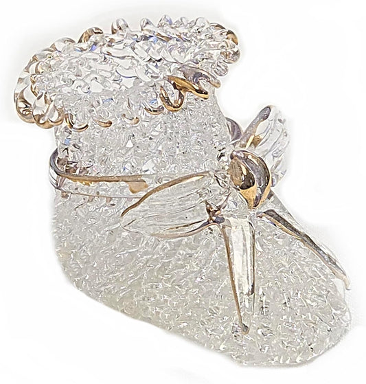 Party Favors Plus Resin Crystal Baby Bootie Ornament Clear Gold 2 Inch