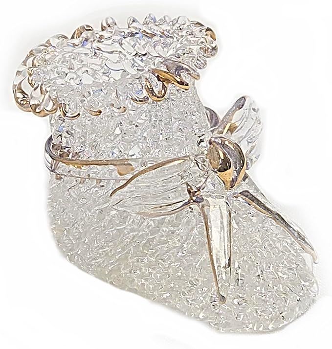 Party Favors Plus Resin Crystal Baby Bootie Ornament Clear Gold 2 Inch