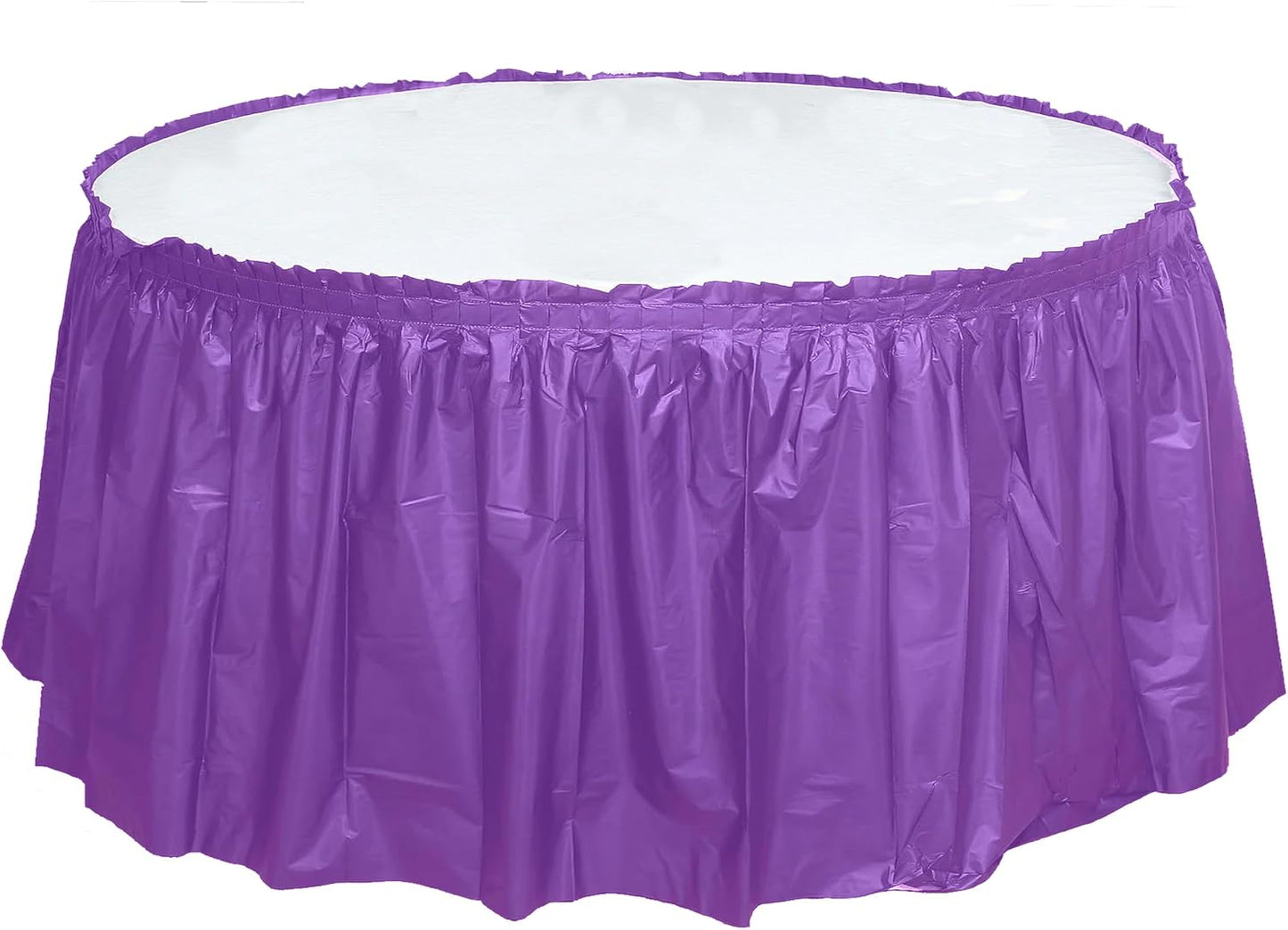 Party Favors Plus Purple Plastic Tablecloth 84 Inch Round with 2 Table Skirts 3 Piece Set