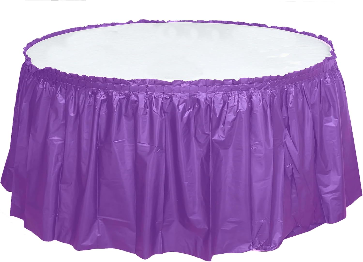Party Favors Plus Purple Plastic Tablecloth 84 Inch Round with 2 Table Skirts 3 Piece Set