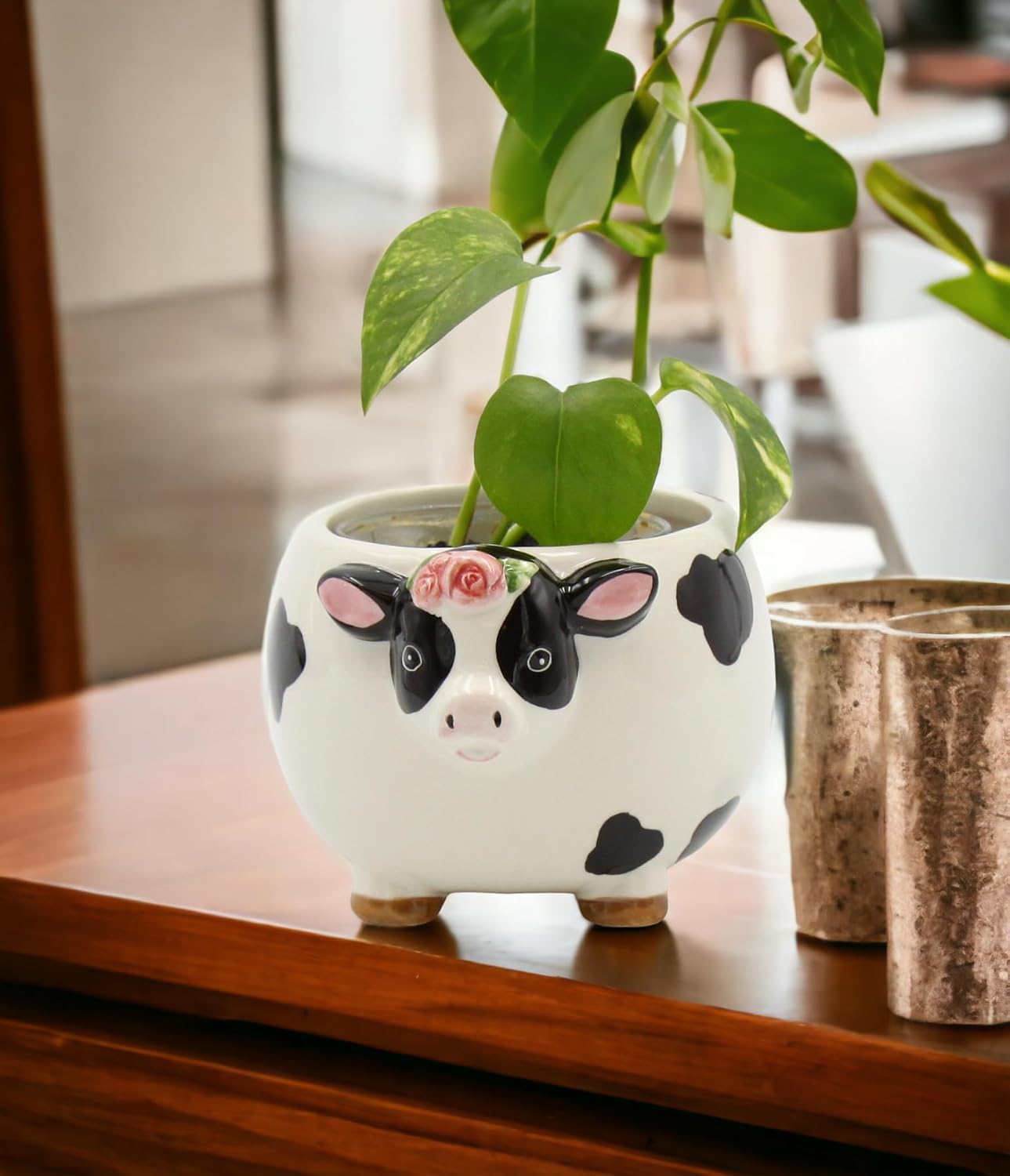 Cosmos Gifts Fine Ceramic Country Barnyard Milk Cow Candy Dish Bowl 5-1/8" L