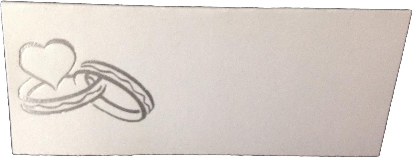 Party Favors Plus Silver Wedding Rings Tent Style White Place Cards 100 Count