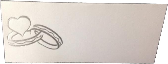 Party Favors Plus Silver Wedding Rings Tent Style White Place Cards 100 Count