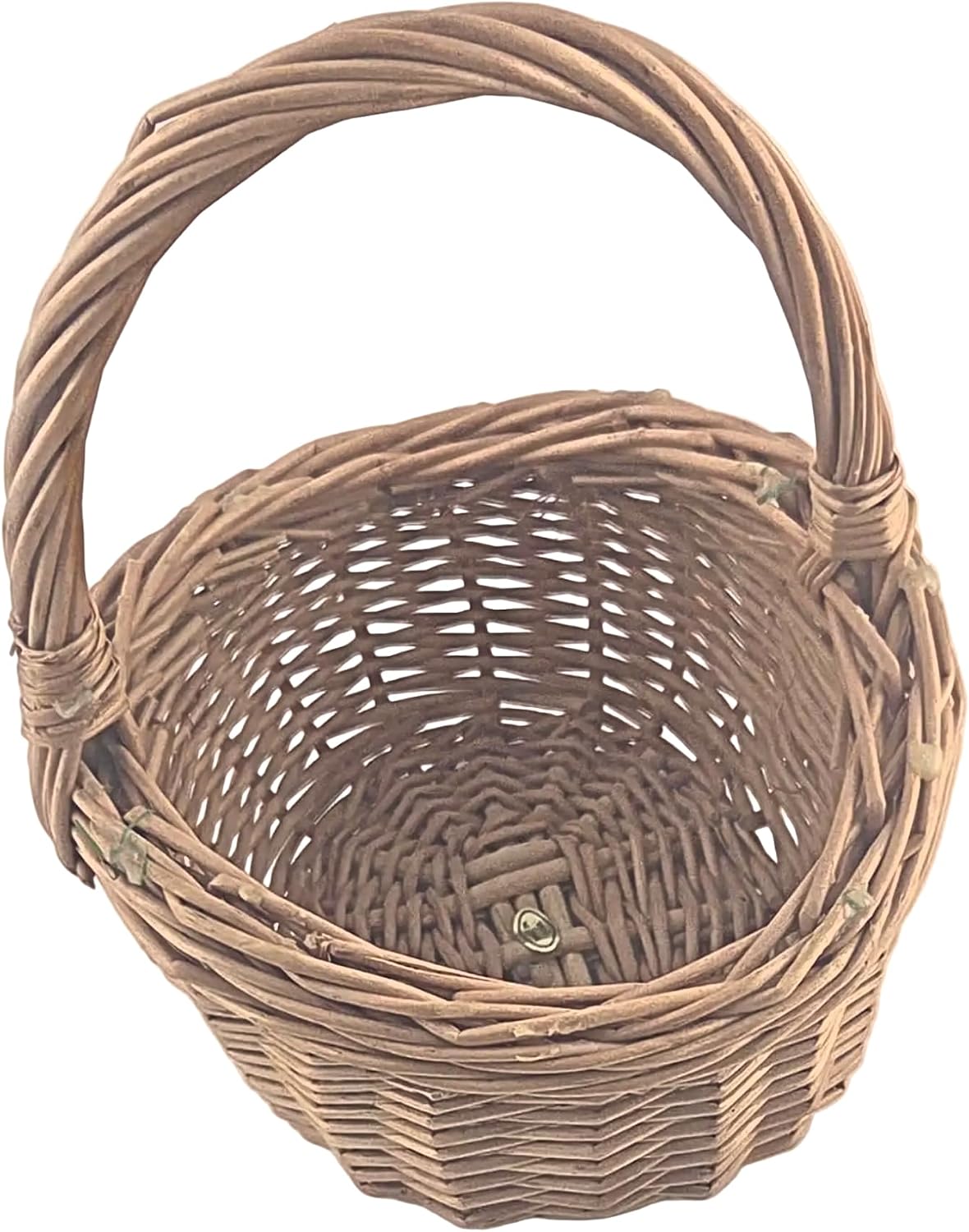 Light Brown Wicker Basket with Arched Handle, 1 Piece