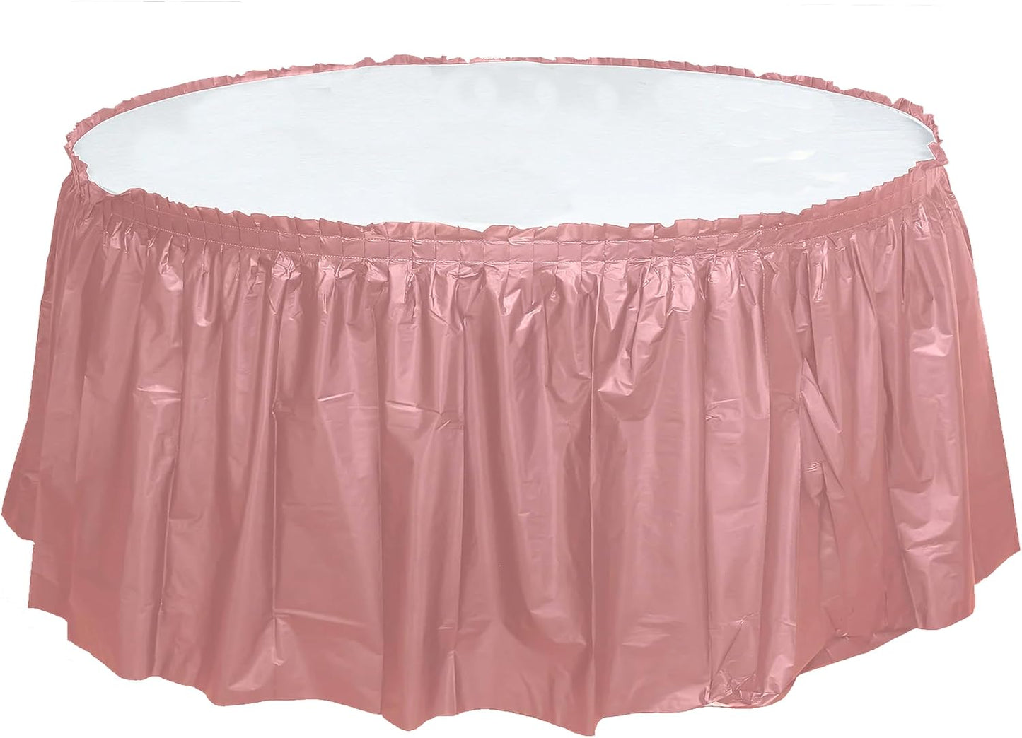 Party Favors Plus Pink Plastic Tablecloth 84 Inch Round with 2 Table Skirts 3 Piece Set