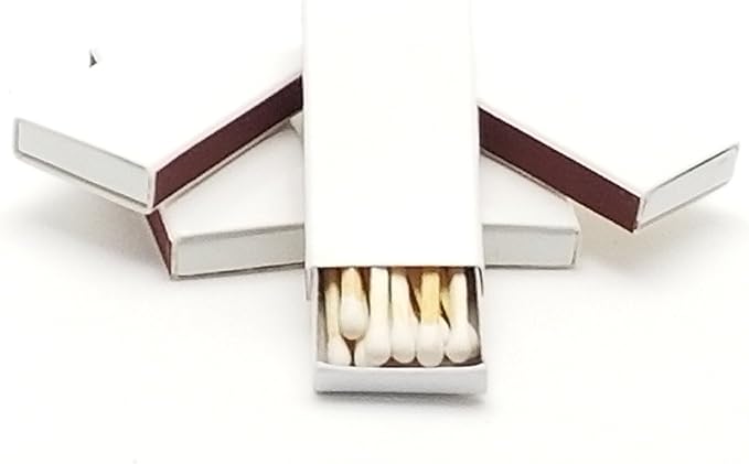 Party Favors Plus Plain White Cover Wooden Matches Box 50 Count
