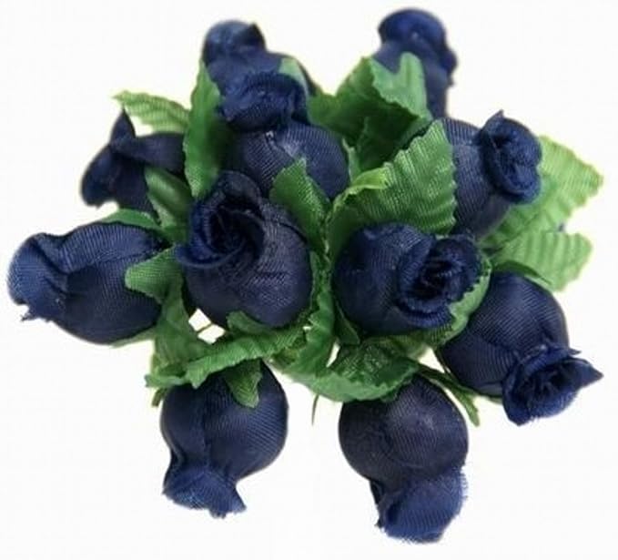 144 Miniature Poly Rose Silk Favor Flower Pick Wedding Shower - Navy Blue