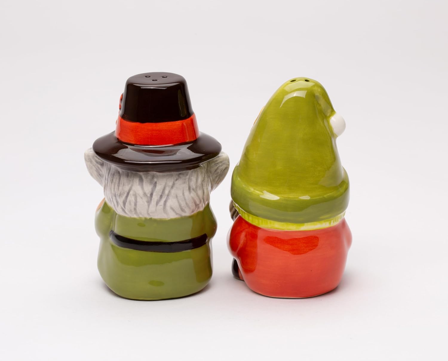 Fine Ceramic Gnome Thanksgiving Pumpkin Happy Fall Gives Thanks Salt & Pepper Shakers Set, 3-3/4" H