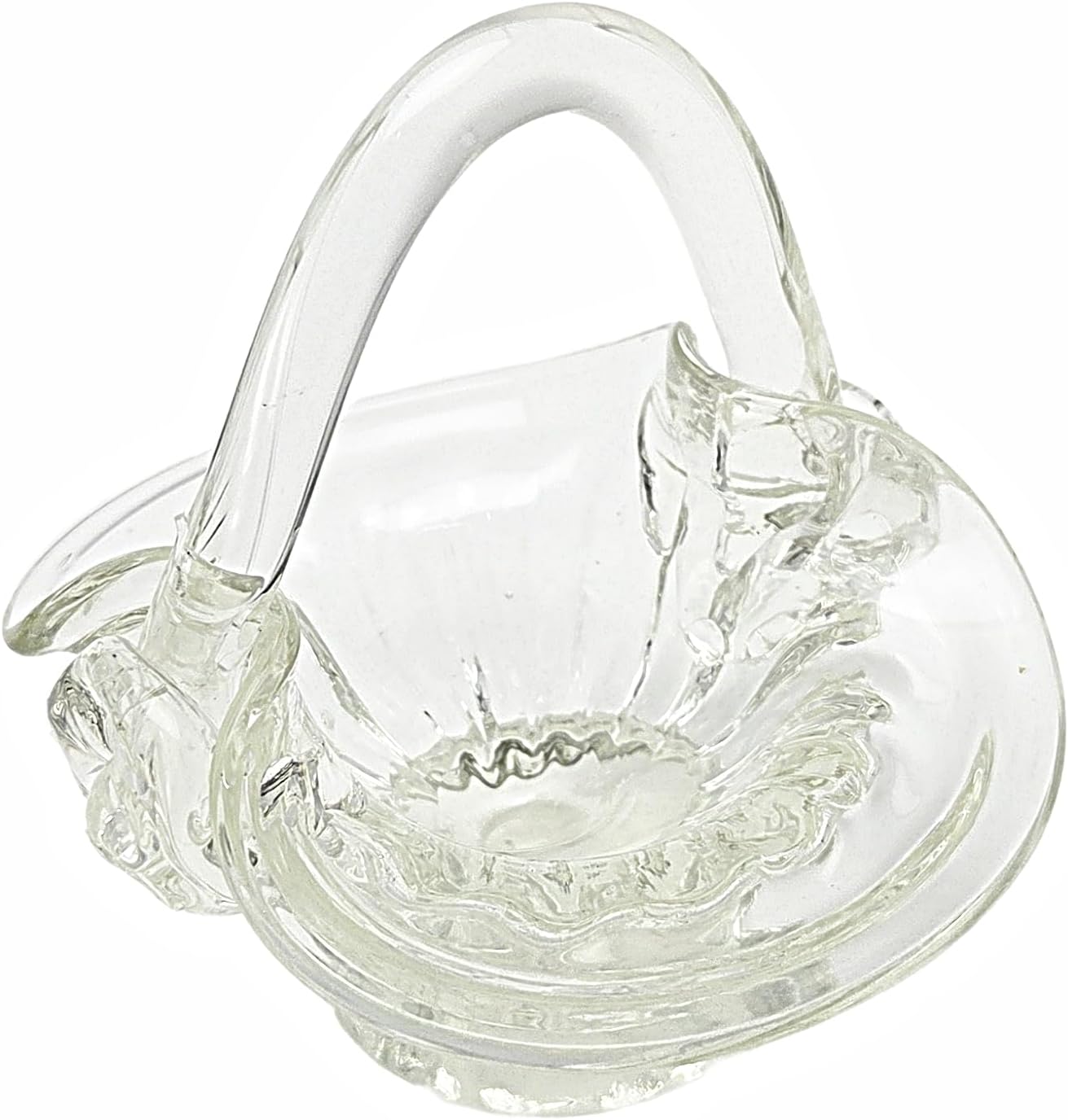 Party Favors Plus Clear Glass Basket Trinket Holder 4.5 Inch