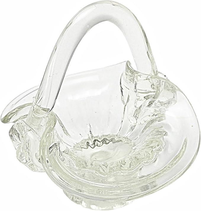Party Favors Plus Clear Glass Basket Trinket Holder 4.5 Inch