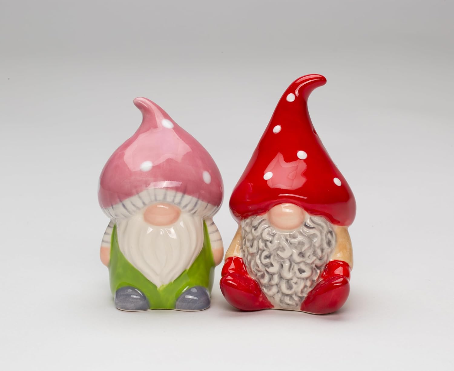 Cosmos Gifts Fine Ceramic Forest Mushroom Gnomes Salt & Pepper Shakers Set 3-7/8" H