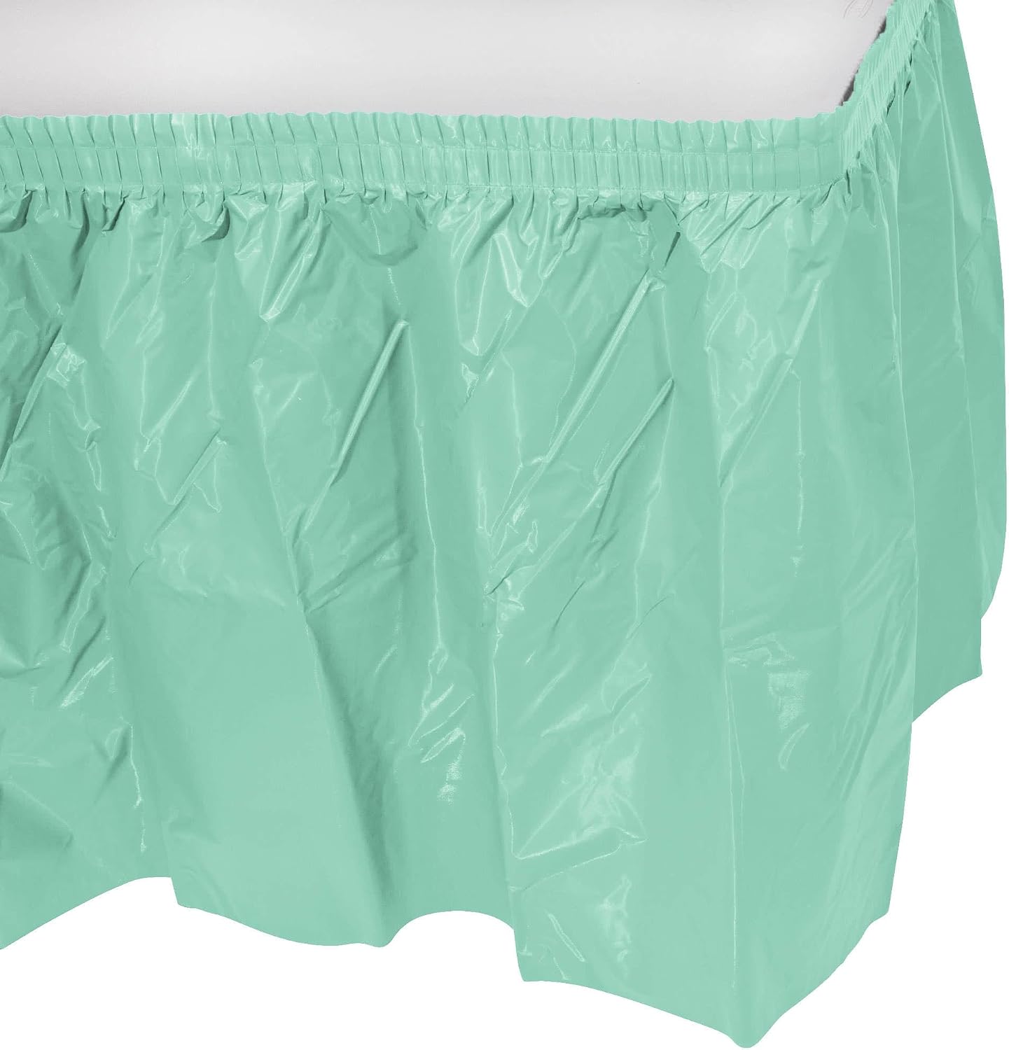 Party Favors Plus Mint Green Plastic Rectangular Tablecloth with Table Skirt 54x108 Inch 2 Piece Set