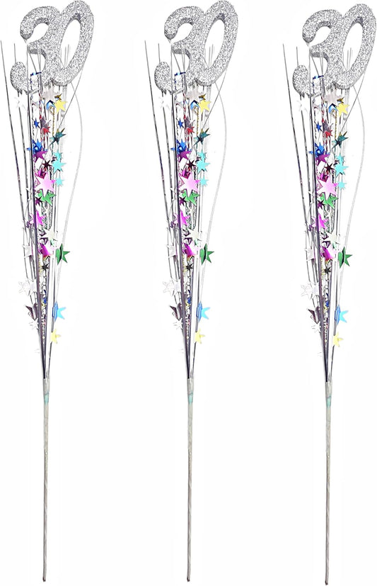 Multicolor Metallic Star 30th Birthday Spray Decorations, 3 Pieces