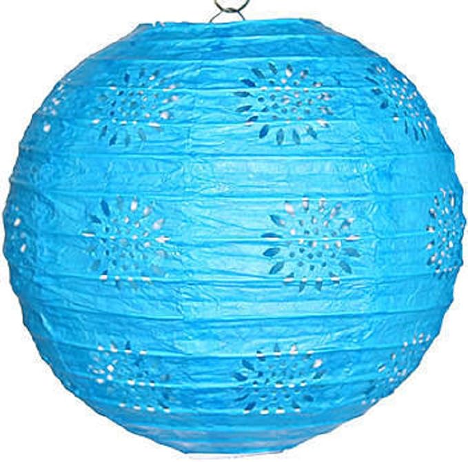 Party Favors Plus Turquoise Paper Lace Lanterns 8 Inch 3 Count