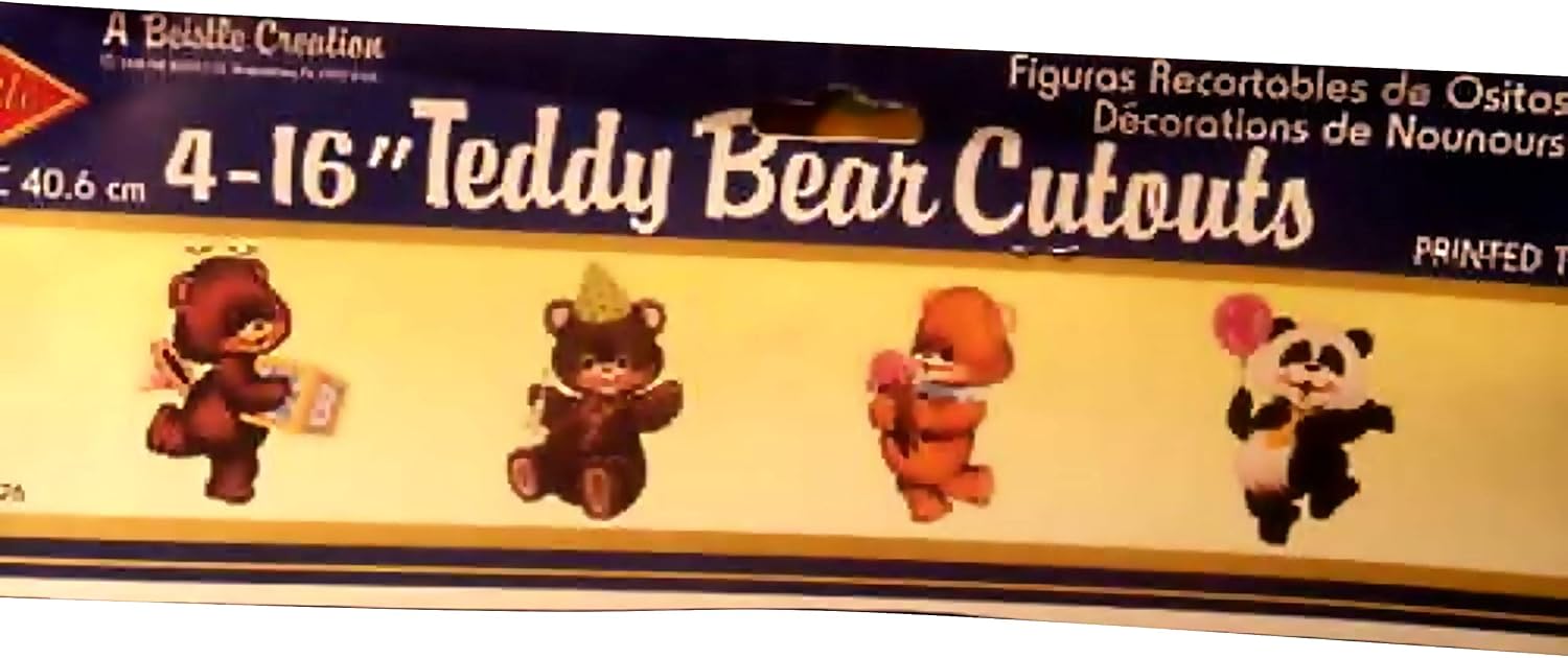 Party Favors Plus Teddy Bear Cutouts Paper Decorations Multi 4 Count