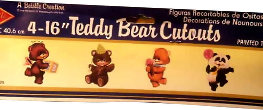 Party Favors Plus Teddy Bear Cutouts Paper Decorations Multi 4 Count