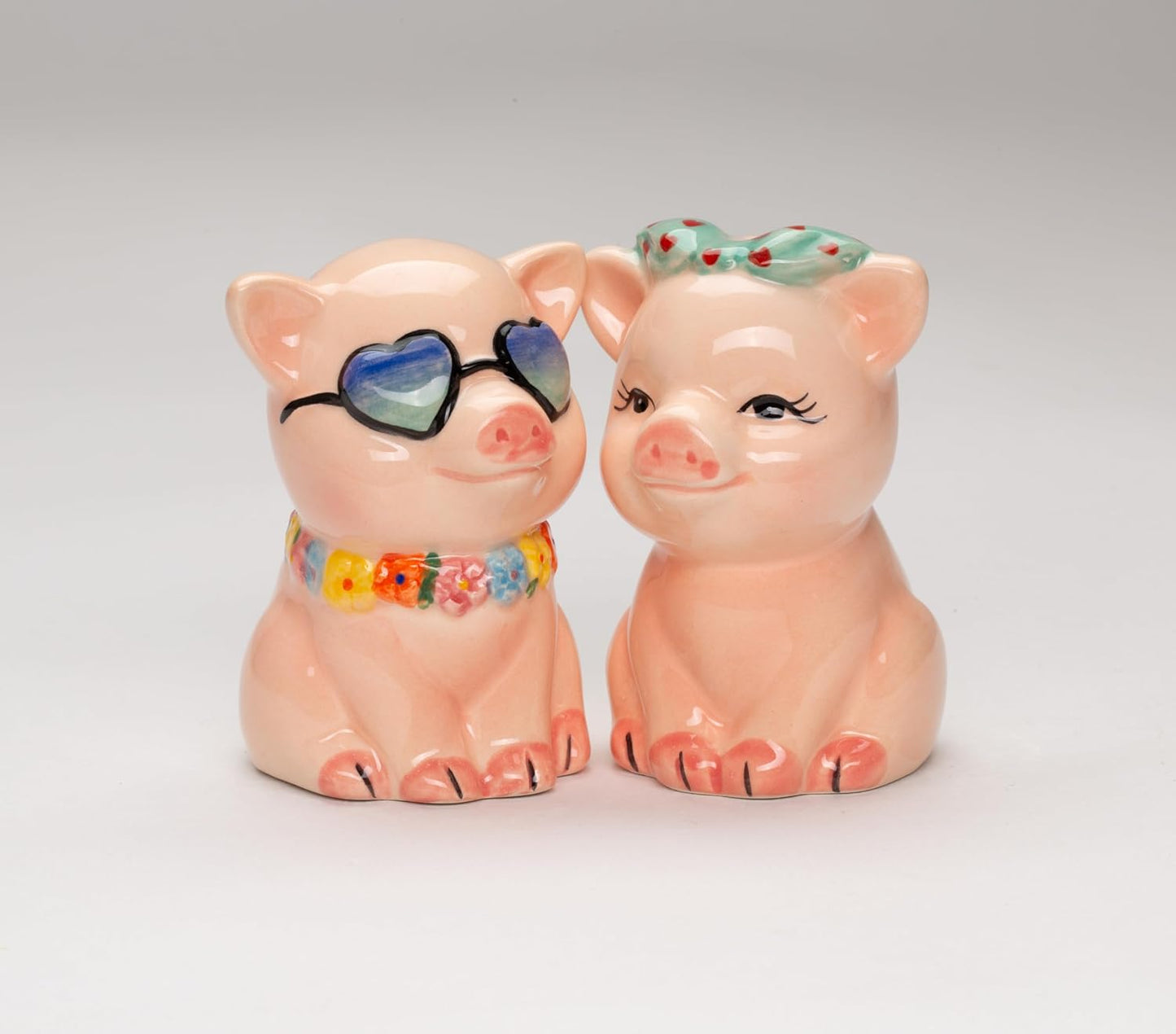 Cosmos Gifts Fine Ceramic Happy Pigs Couple Salt & Pepper Shakers Set 3-1/8" H