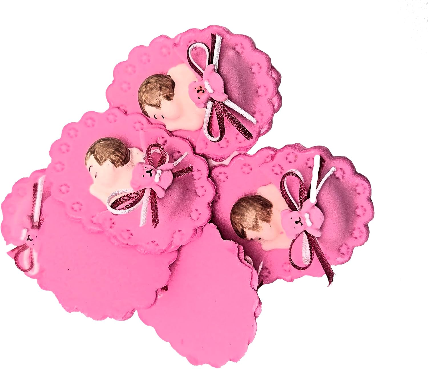 Party Favors Plus Cold Porcelain Sleeping Baby Capias Figurines Pink 6 Count