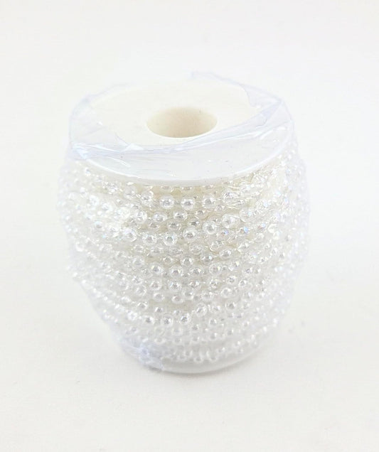 Party Favors Plus White Faux Pearl Plastic Bead String Roll 4mm X 24yd