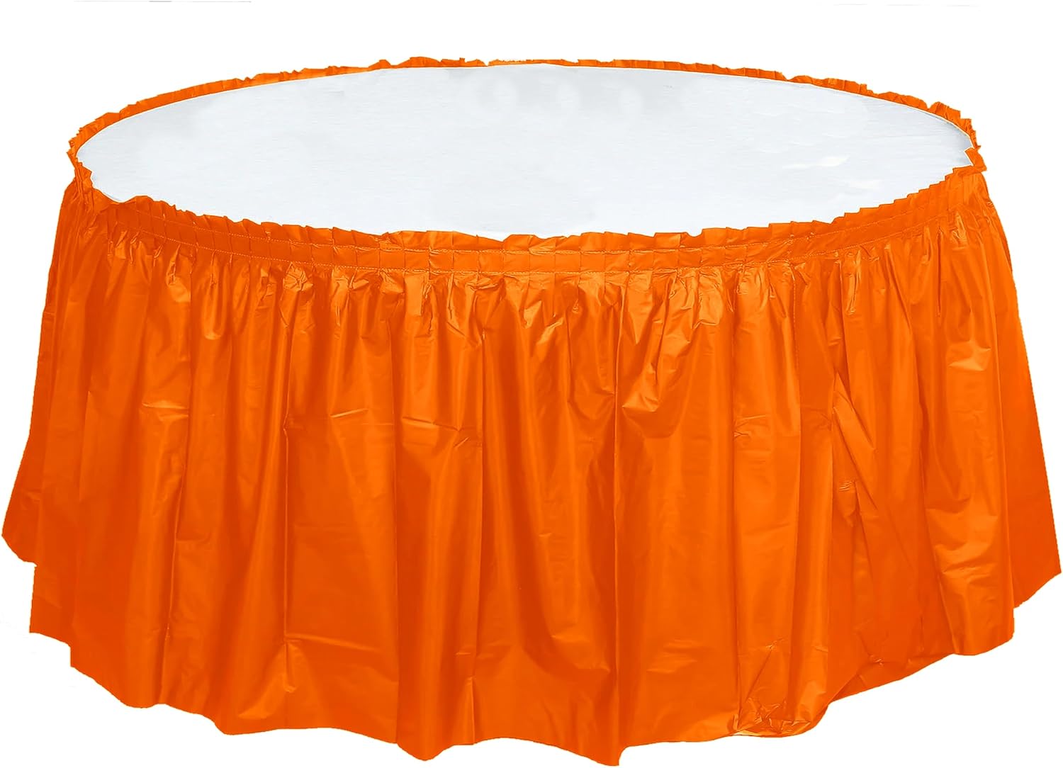 Party Favors Plus Orange Plastic Tablecloth 84 Inch Round with 2 Table Skirts 3 Piece Set