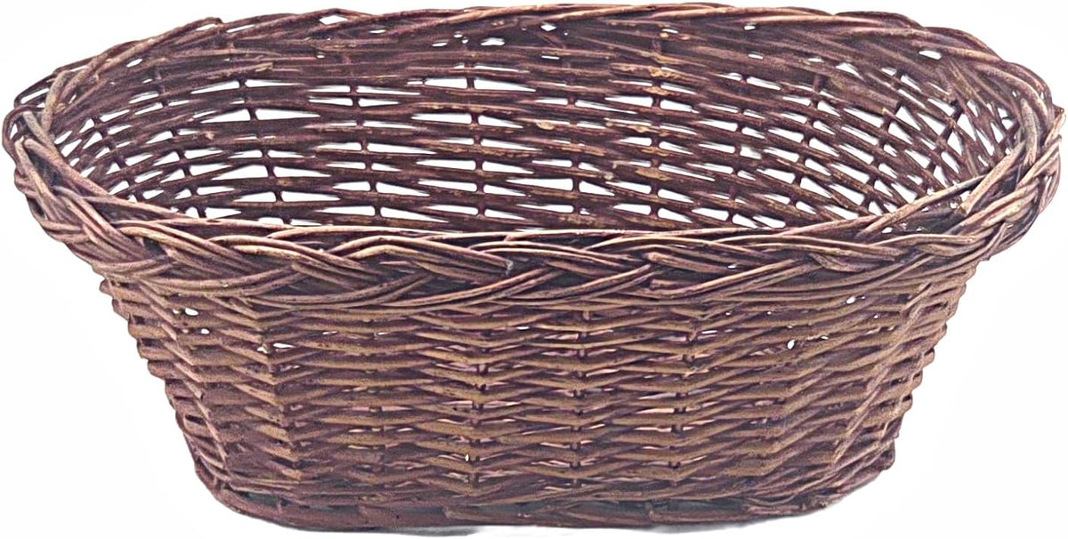 Natural Dark Brown Wicker Oval Baskets, 2 Pieces