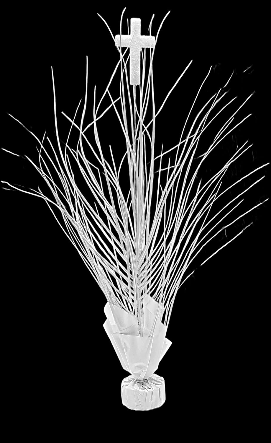 White Cross Balloon Centerpiece with Onion Spray, 2 Pack