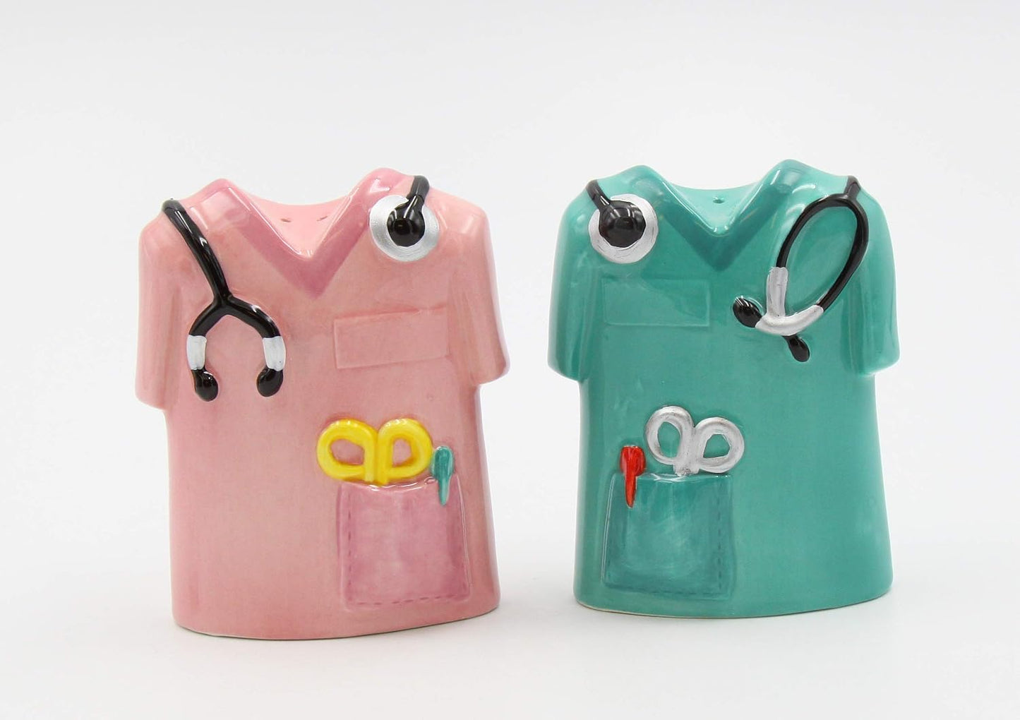 Cosmos Gifts Fine Ceramic Healthcare Heroes Nurse Doctor Scrubs Salt & Pepper Shakers Set 3-1/2" H