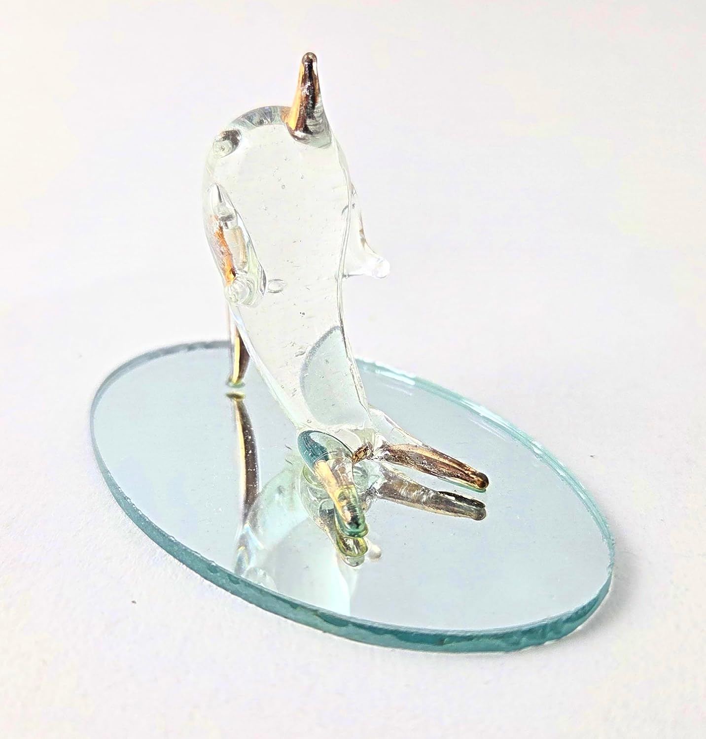 Party Favors Plus Gold Plated Glass Dolphin Figurine Oval Mirror Base 2.5 Inch
