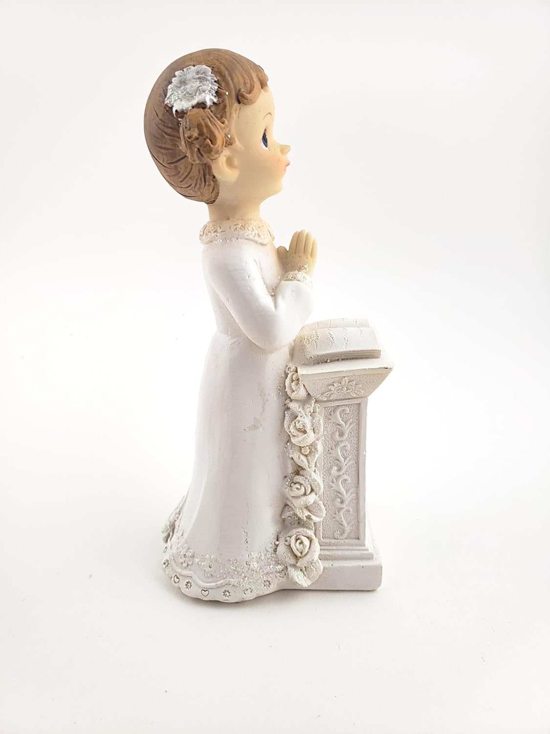 Party Favors Plus White Polyresin First Communion Praying Girl Figurine 6 Inch