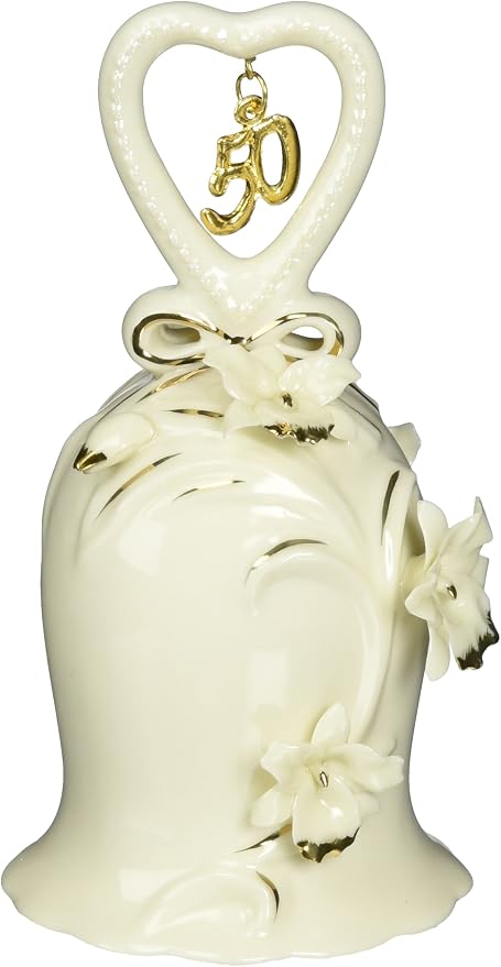 Appletree Design 50th Anniversary Ivory Orchid Ceramic Bell 5" H