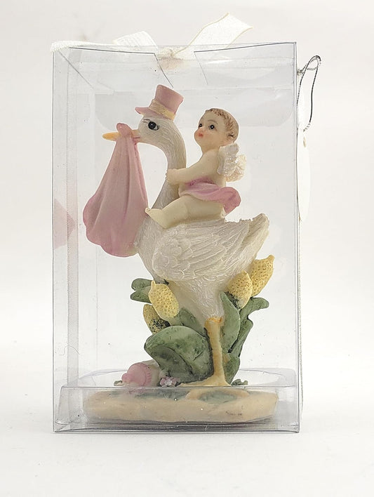 Party Favors Plus Baby Angel and Stork Figurine 4 Inch 2-Piece Set