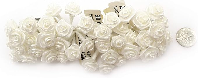 Party Favors Plus Ivory Mini Wrap Rose Wedding Flower Pick 144 Count