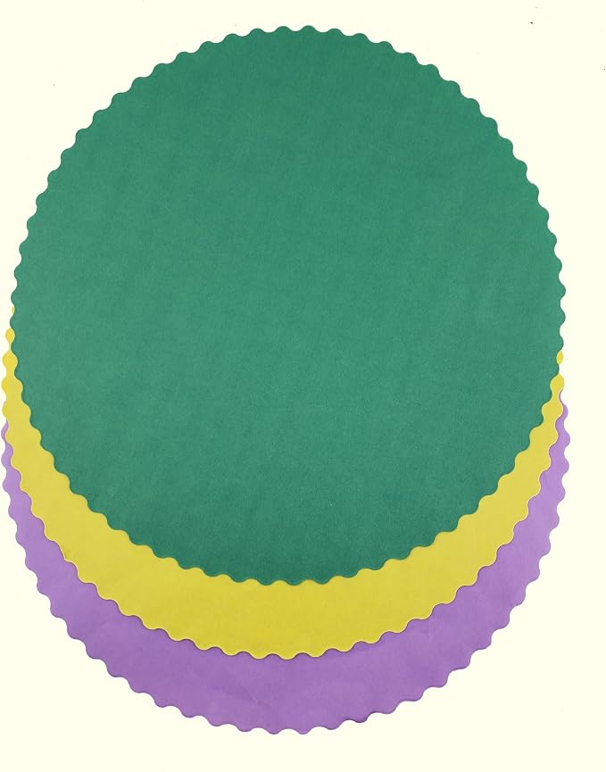 Party Favors Plus Mardi Gras Round Paper Placemats Scalloped 14 Inch 24 Count