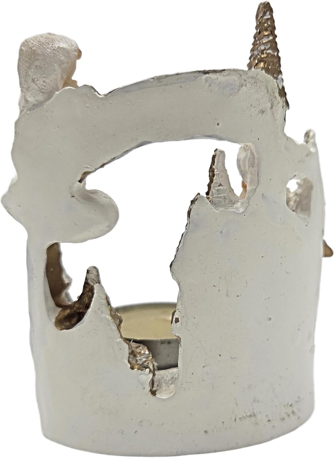 Party Favors Plus Angel Figurine Tea Light Candle Holder White Gold Polyresin 3 Inch Set of 2