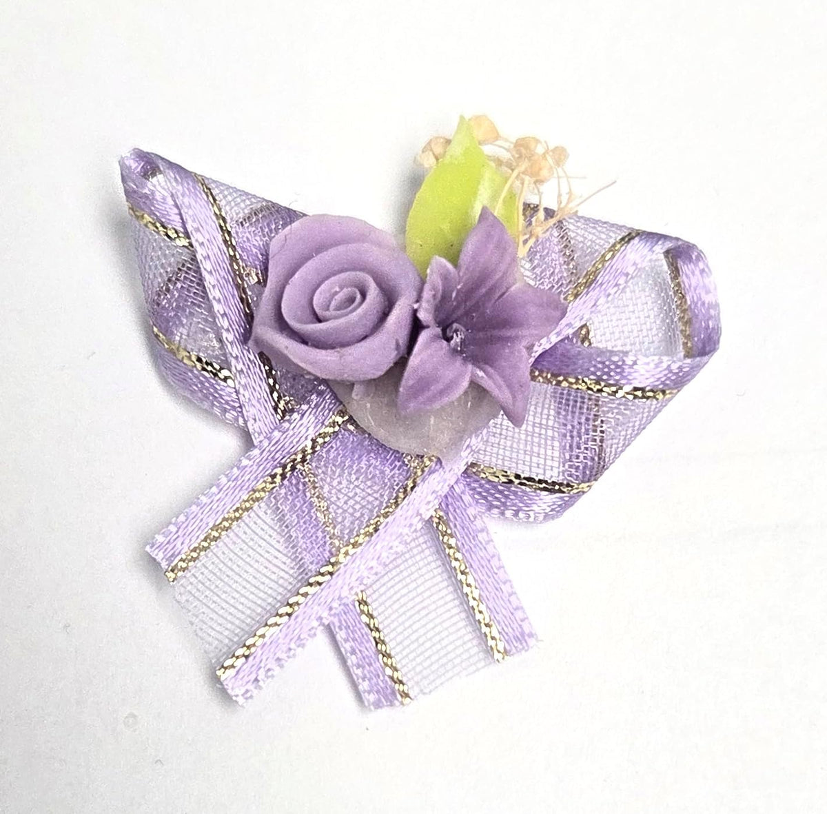 Lavender Rose Calla Lily Mini Bow Embellishments, 39 Pieces