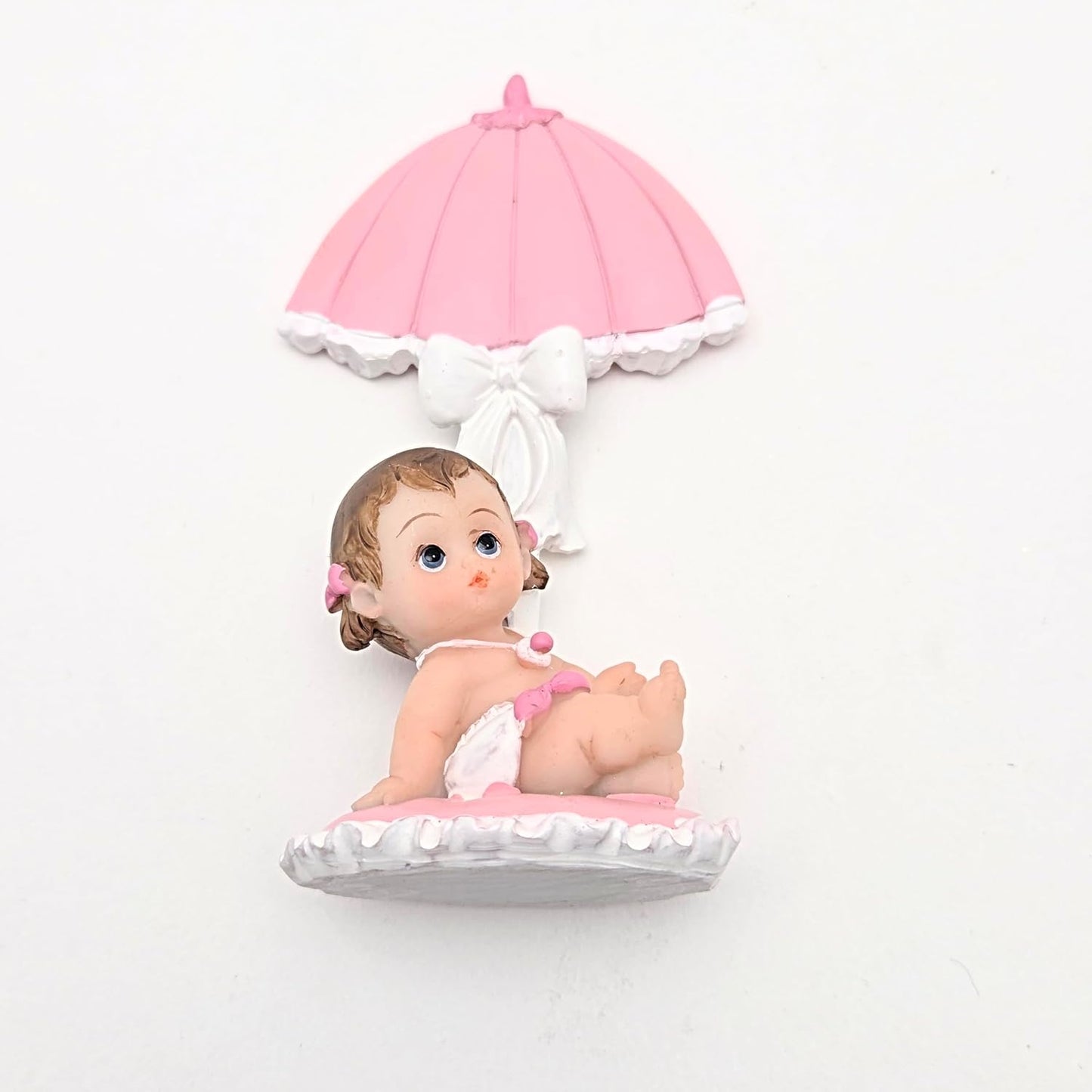 Party Favors Plus Multicolor Polyresin Baby Girl Figurine with Umbrella 4 Inch Set of 2