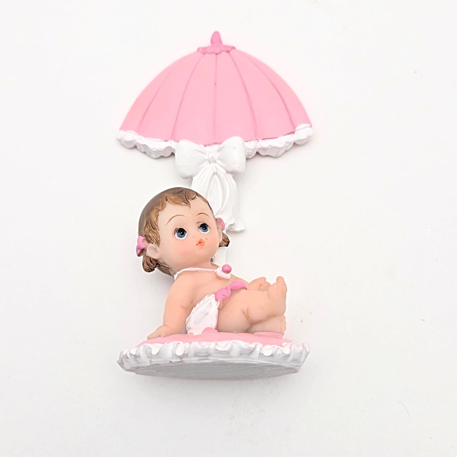 Party Favors Plus Multicolor Polyresin Baby Girl Figurine with Umbrella 4 Inch Set of 2