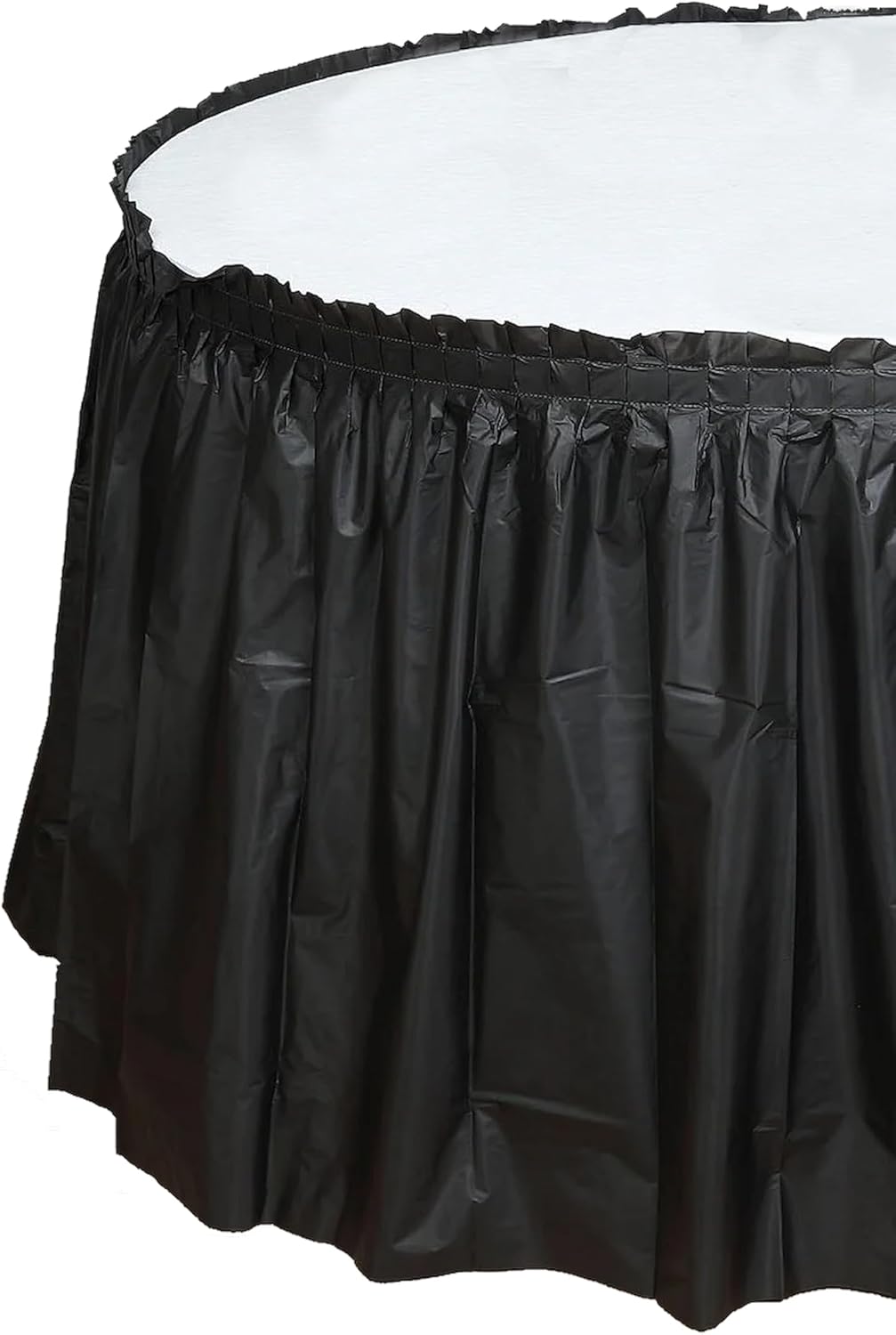 Party Favors Plus Black Plastic Tablecloth 84 Inch Round with Table Skirts 3 Piece Set