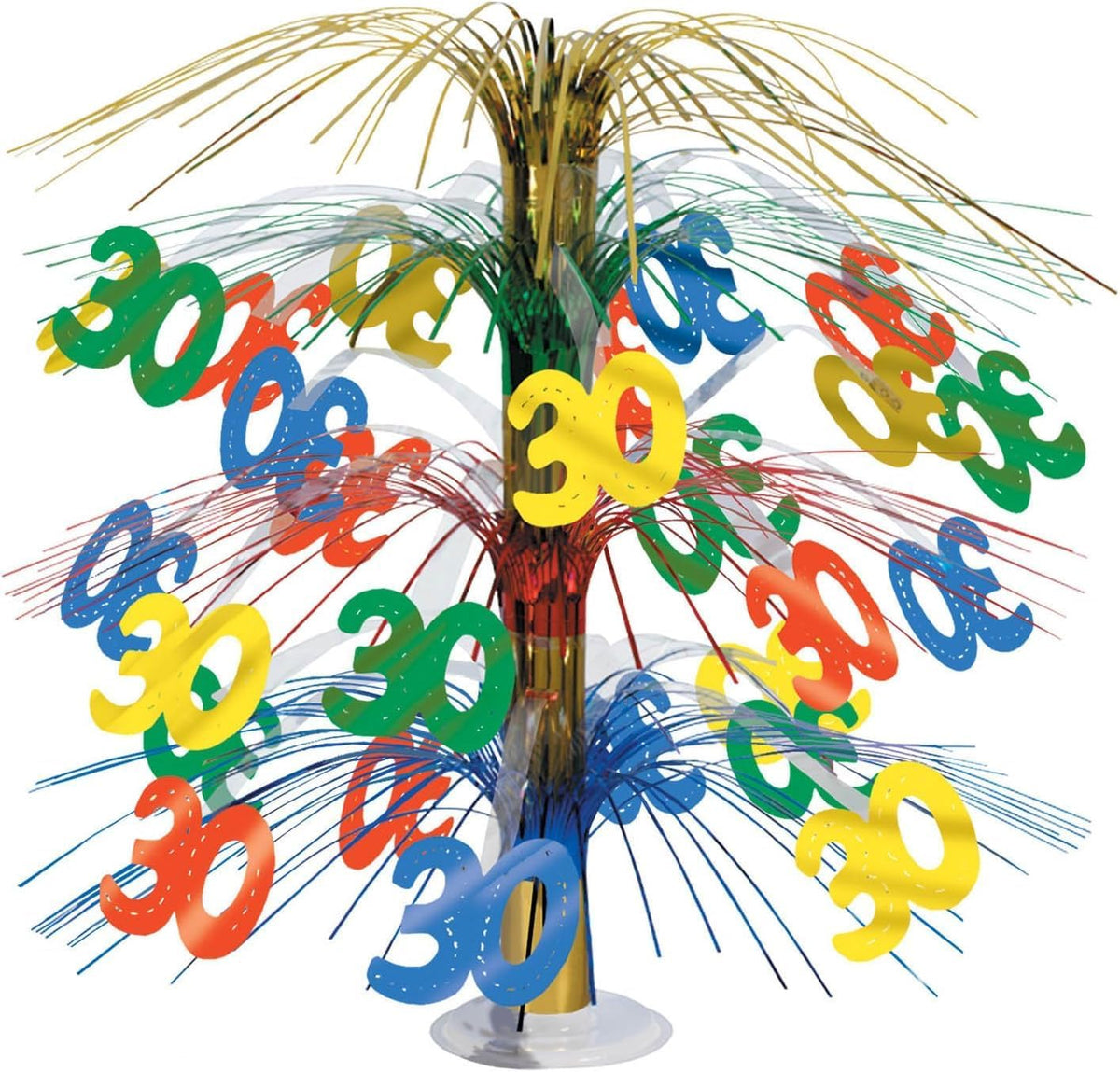 30th Birthday Anniversary Cascade Centerpiece Multicolor 18 inch Tall - 2 Count