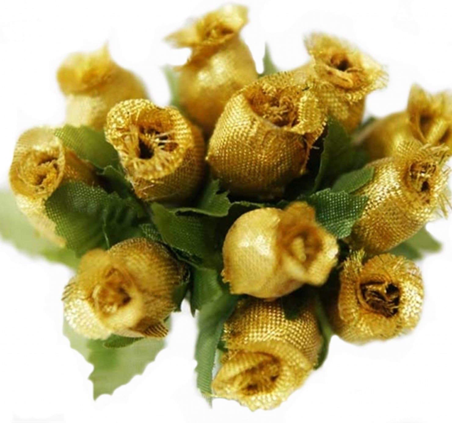 144 Miniature Poly Rose Silk Favor Flower Pick Wedding Shower - Gold