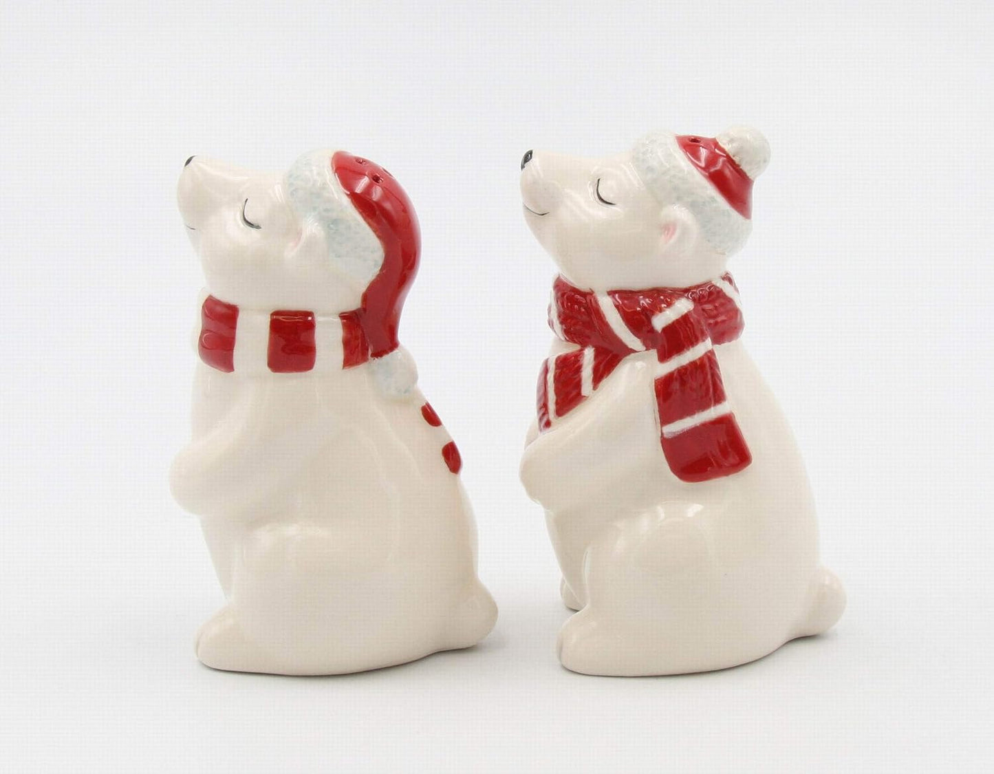 Cosmos Gifts Fine Ceramic Christmas Polar Bear Couple Salt and Pepper Shakers Set of 2 3-5/8" H