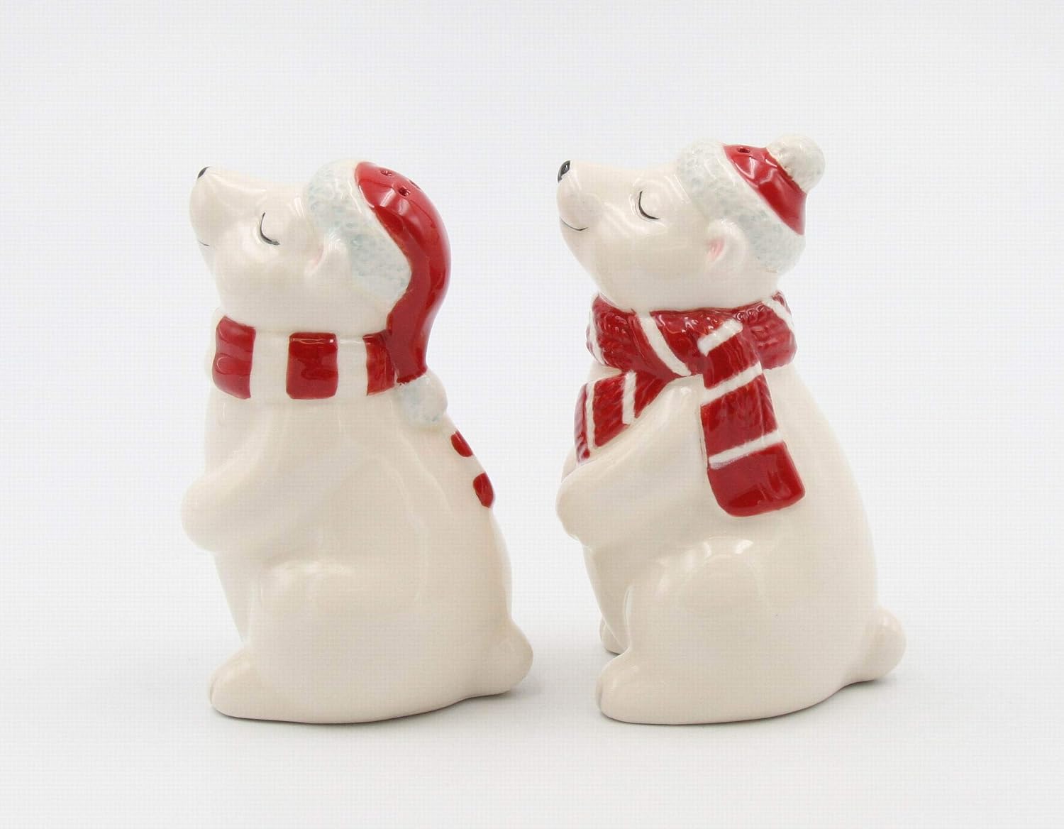 Cosmos Gifts Fine Ceramic Christmas Polar Bear Couple Salt and Pepper Shakers Set of 2 3-5/8" H