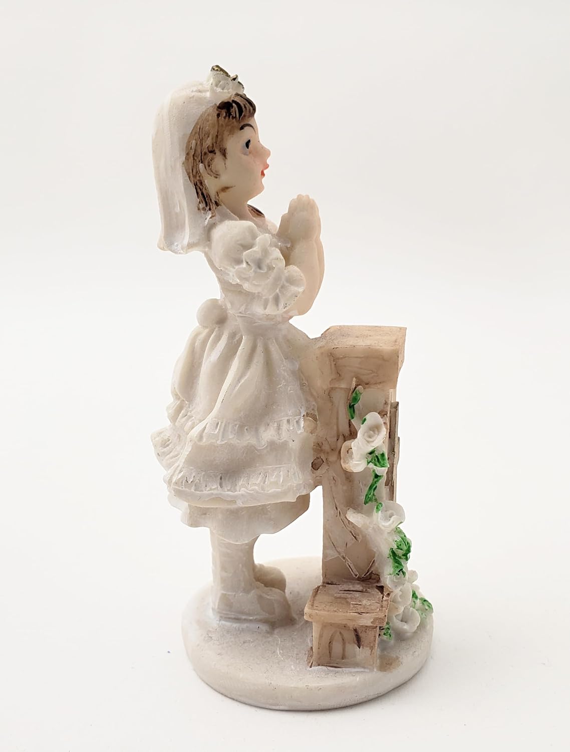 Party Favors Plus White Polyresin First Communion Girl Figurine 4 Inch Set of 2