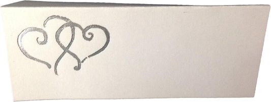 Party Favors Plus Silver Hearts Tent Style White Place Cards 100 Count