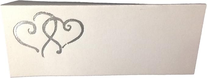 Party Favors Plus Silver Hearts Tent Style White Place Cards 100 Count