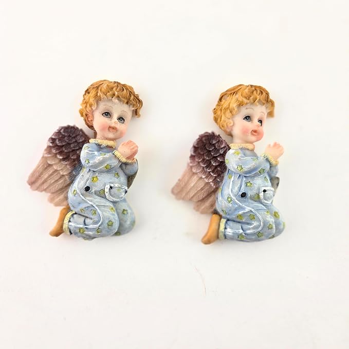 Party Favors Plus Multicolor Polyresin Boy Angel Figurine Magnet 3 Inch Set of 2