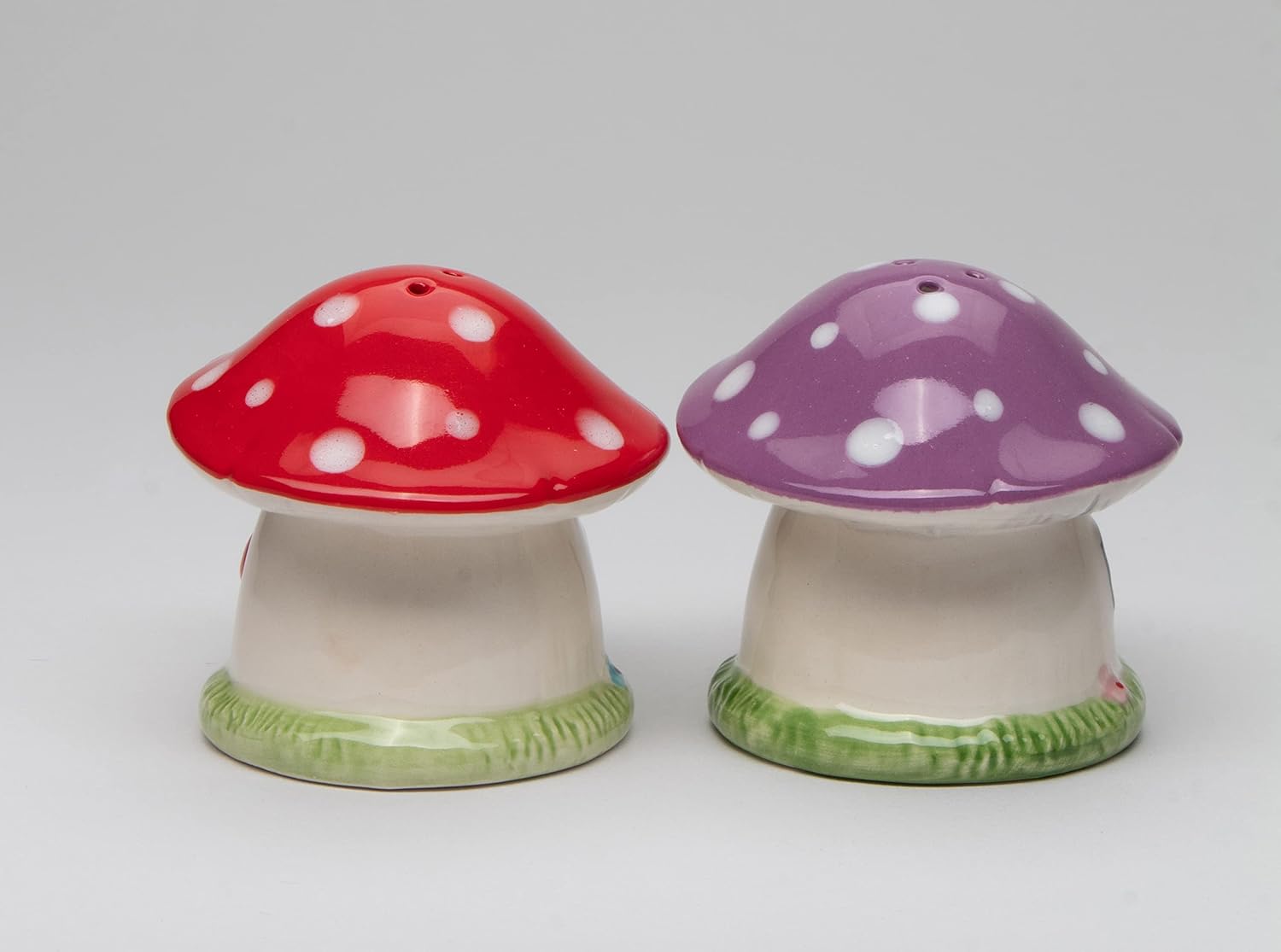 Cosmos Gifts Ceramic Colorful Mushroom House Salt and Pepper Shaker Set 2.5 In Multi-colors