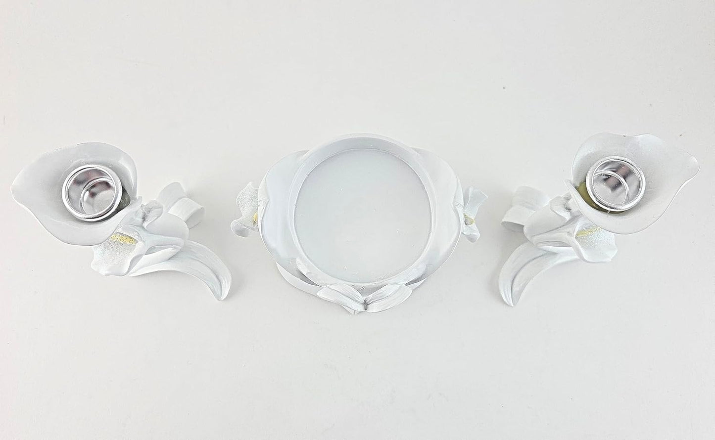 Party Favors Plus White Polyresin Lily Candle Holder Set of 3