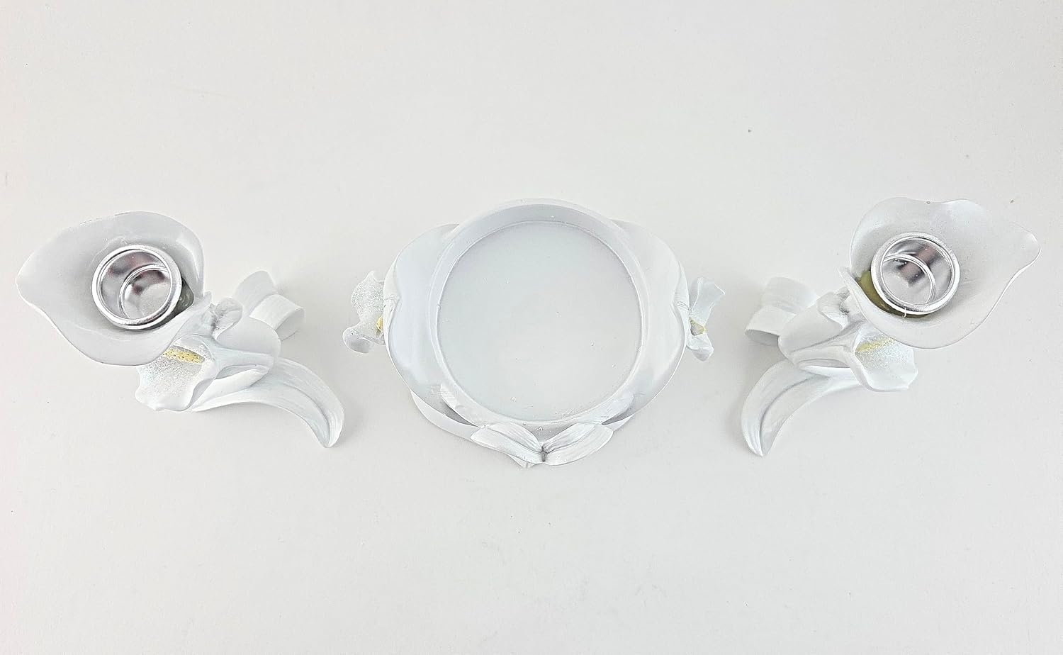 Party Favors Plus White Polyresin Lily Candle Holder Set of 3
