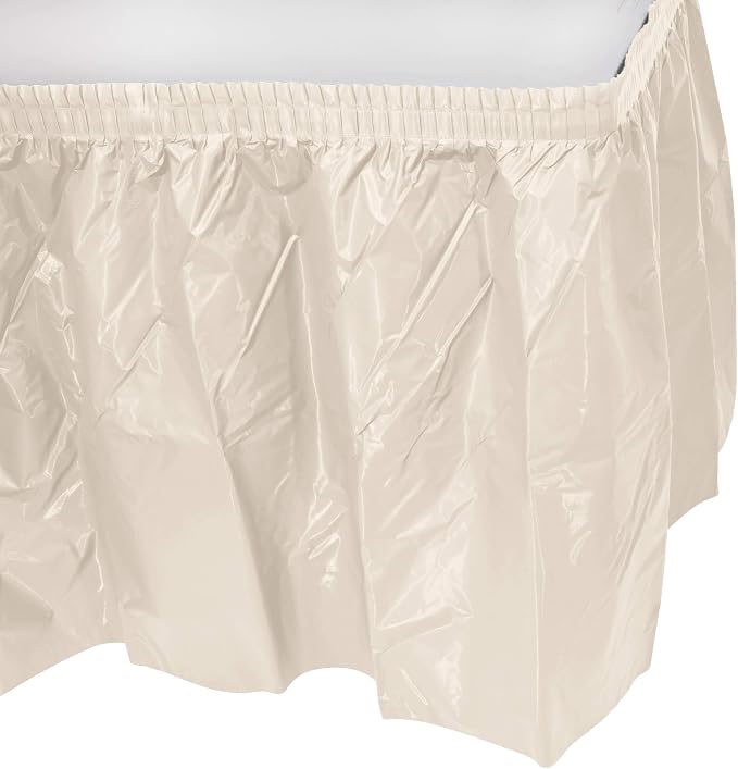 Party Favors Plus Ivory Plastic Table Skirt 29in x 13ft Stretches to 19ft 2 Count